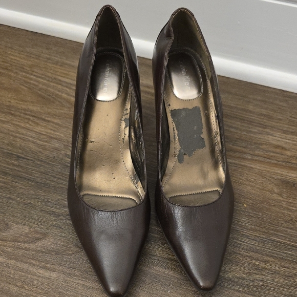 Calvin Klein Brown Leather Heels - Picture 2 of 6